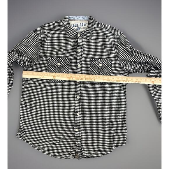 True Grit Button Up Lined Flannel Shirt Shacket Gingham Micro Check Mens Medium - Picture 6 of 13